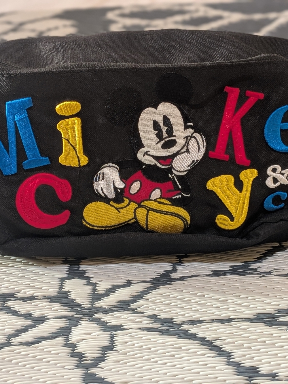 Disney Parks Mickey & Co. Black Belt Fanny Pack Embroidered Retro Vintage Style